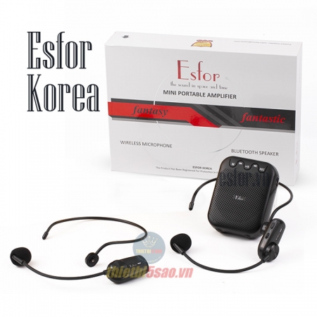 Máy trợ giảng ESFOR ES630 V2 Hàn Quốc, 2 Micro không dây, Loa Bluetooth 5.0 Esfor ES-630 UHF V2